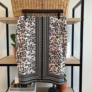 Leopard Print Pencil Skirt with Center Panel